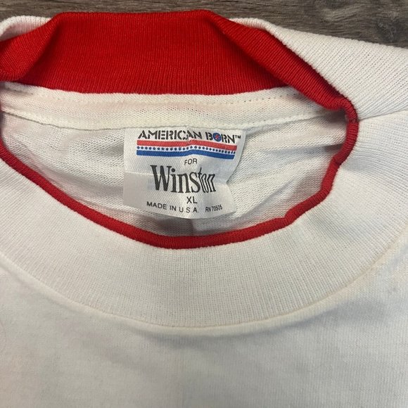 VTG 92 DEADSTOCK Single Stitch Winston Racing Team Wht Tee Sz XL + Trading Card - Picture 6 of 11